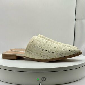 Steven New York Cream‎ Woven Pointed Toe Mules Slip-On Flats Backless Size 7